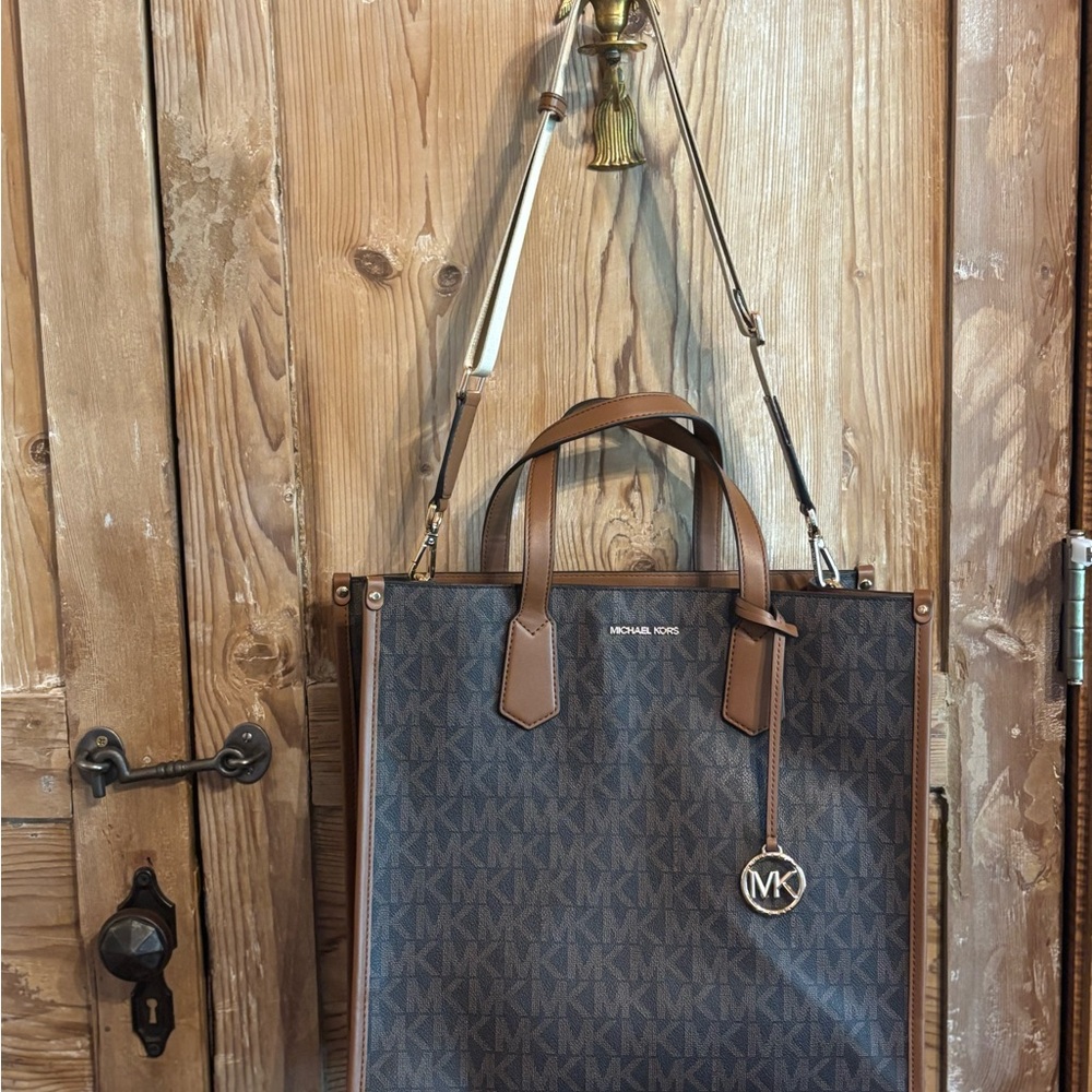 Michael Kors Brown and Black Briefcase with Signature Monogram